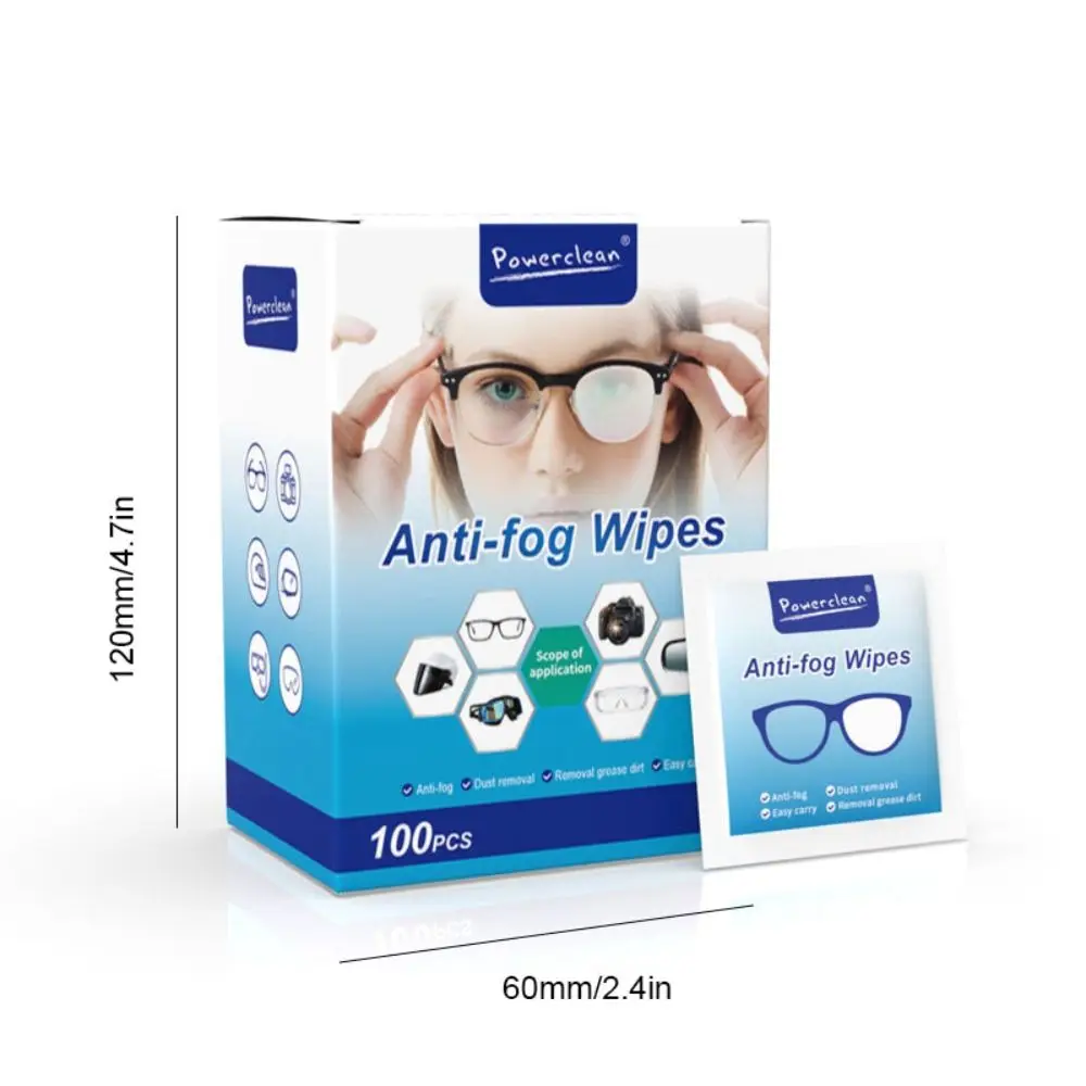 100Pcs/Box Glasses Cleaner Wet Wipe Disposable Anti Fog Misting Dust Remover Cleaning Lens Wipes Sunglasses Phone Screen