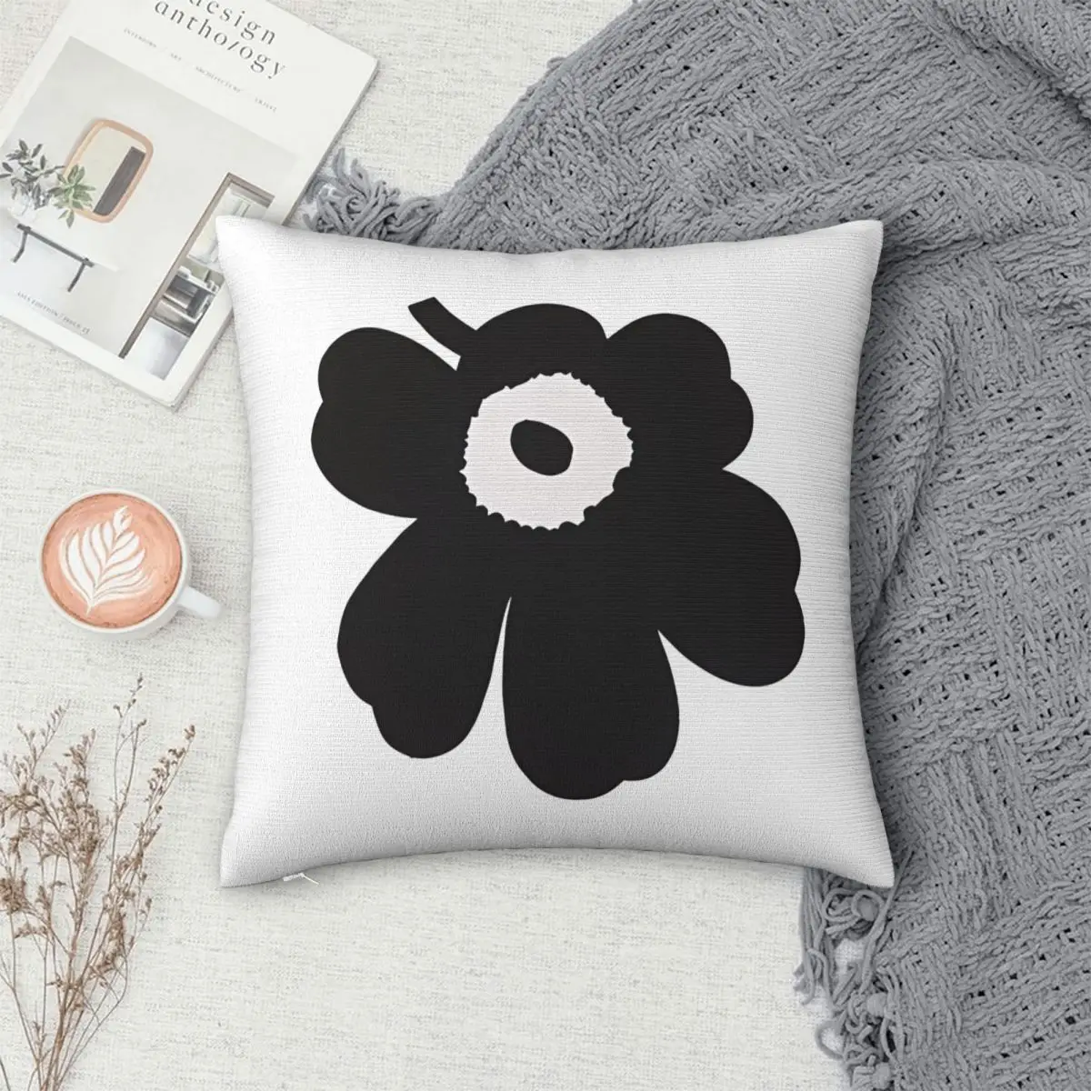 Customizable Nordic Flower Pattern Pillowcase, Cushion, Car, Zipper, Decorative Pillowcases, 06