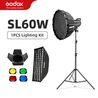 Godox LED Video Light SL-60W SL60W 5600K White Video Light Continuous Light + 60cm Honeycomb Grid Softbox + 2.8m Light Stand Kit