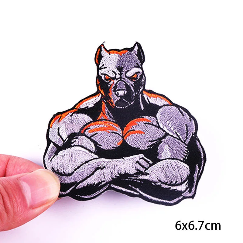 GYM MODE Embroidery Patch Iron On Patches For Clothing Thermoadhesive Patches For Jackets Clothes DIY Punk Animal Fusible Patch