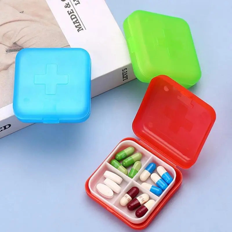 Caso Organizador Mini Comprimidos Portáteis, Medicina PillBox, Tablet Recipiente De Armazenamento, Caixa da pílula semanal, Dispensar Drogas, 4 Grades