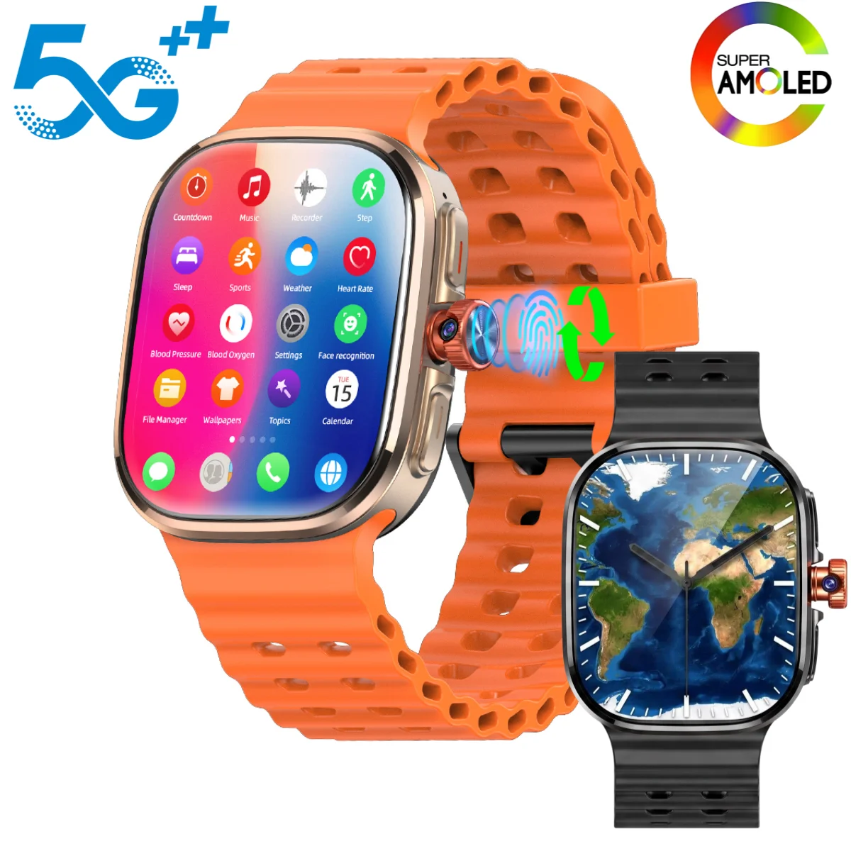 S60 Smartwatch 2.29inch Amoled 5G Full Netcom Android 13.0 Smart Watch With 190° Rotary Camera Touch ID Infrared remote function