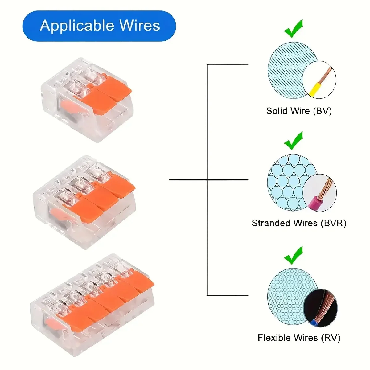90 Pcs Wire Connector Assortment Pack Compact Splicing Connector Kit for Electrical Wires Solid Stranded Flexible Wires