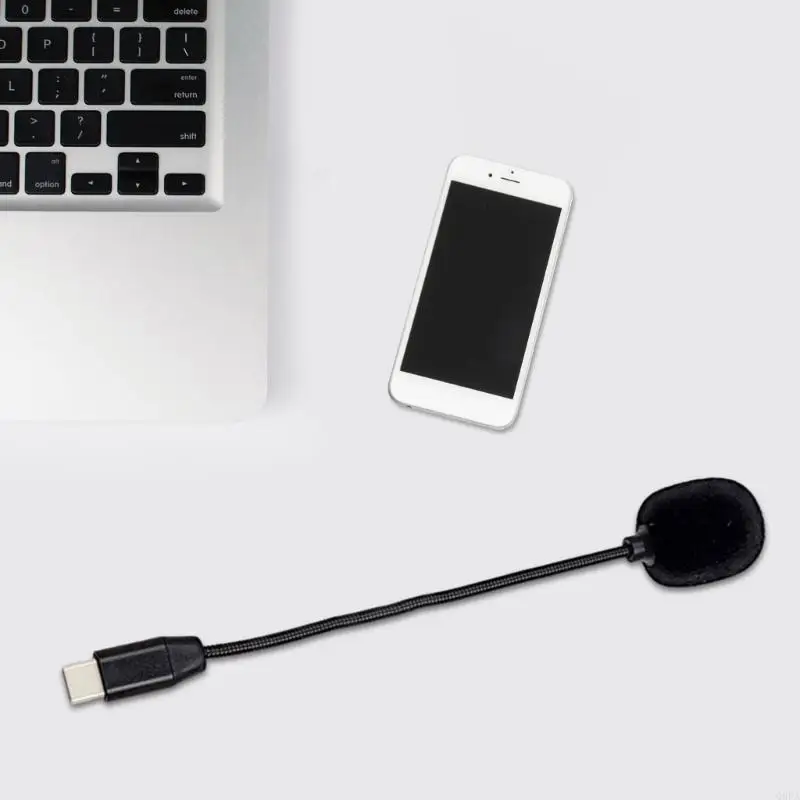 ميكروفون كمبيوتر USB C للهاتف/الكمبيوتر اللوحي/الكمبيوتر الشخصي من النوع C مع تسجيل مرن للرقبة لمدونة الفيديو