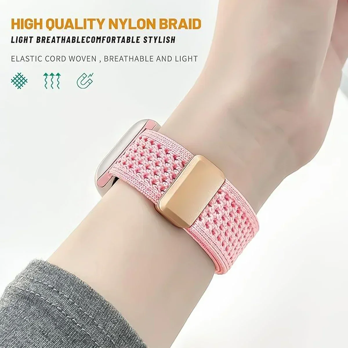 Cartoon Braid Nylon Magnetische Schnalle für Apple Watch Serie 10 42mm 46 41mm 40 schöne Mädchen Band für iwatch 10 9 8 SE 6 5 4 – Detail 2