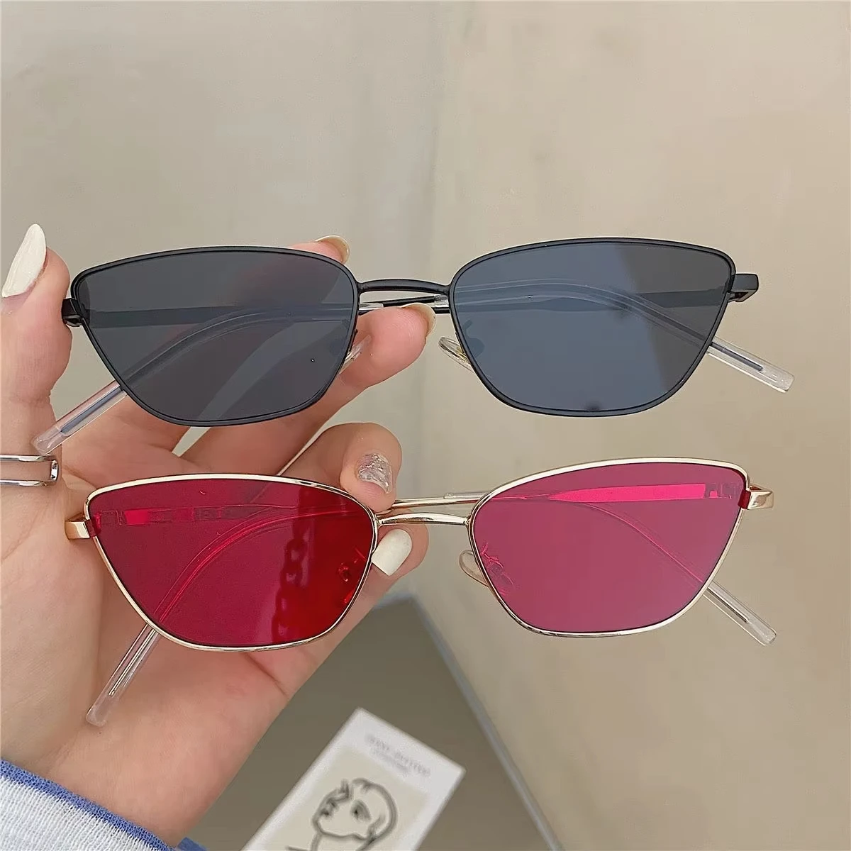 Fashion Cat Eye Sunglasses for Women Classic Anti-Reflective Vintage Square Metal Frame Sun Glasses Driving Eyewear UV400 Очки view 6