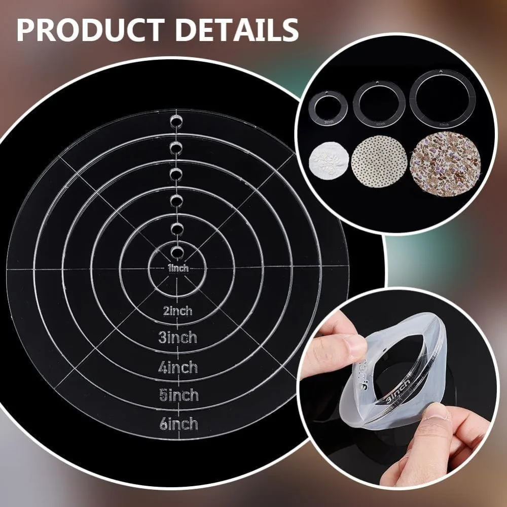 6 Pcs Circle Quilting Template with Binder Rings