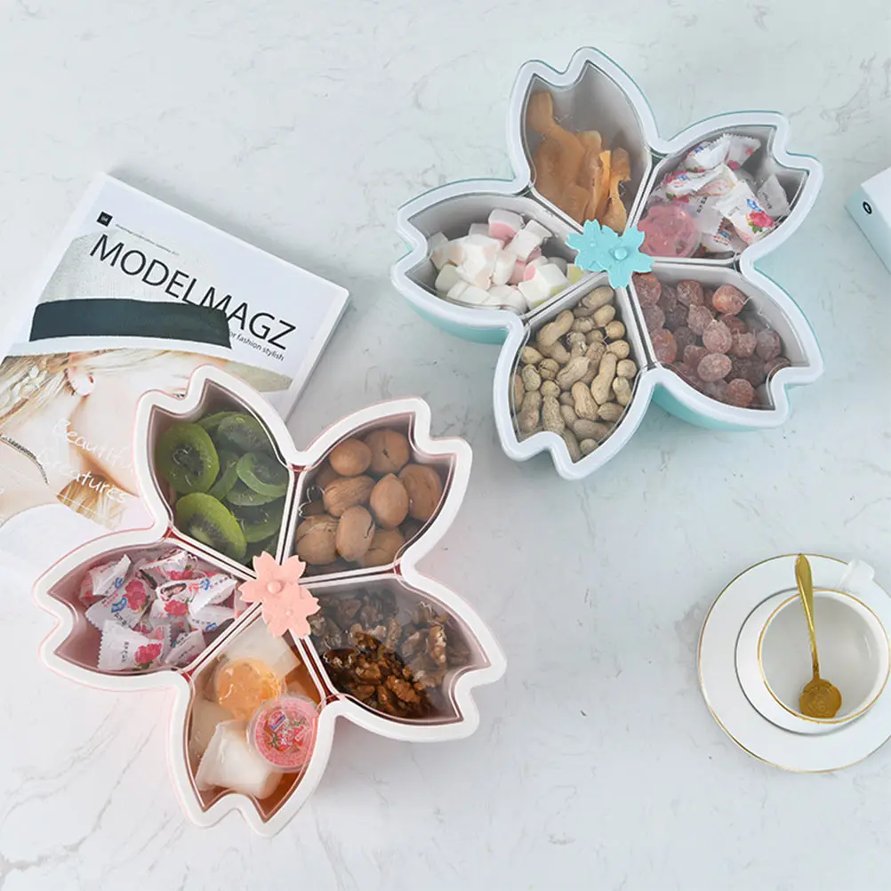 

Snack Storage Box Cherry Blossom Design Pp Material Moisture Proof Dust Resistant Food Tray Candy Container Pink Color