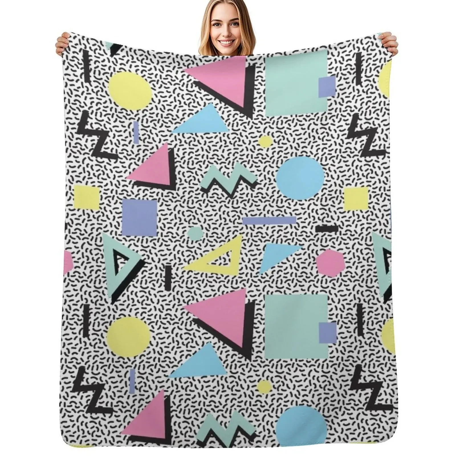 

Eighties Memphis Pattern Design Throw Blanket Plush Sofas Blankets