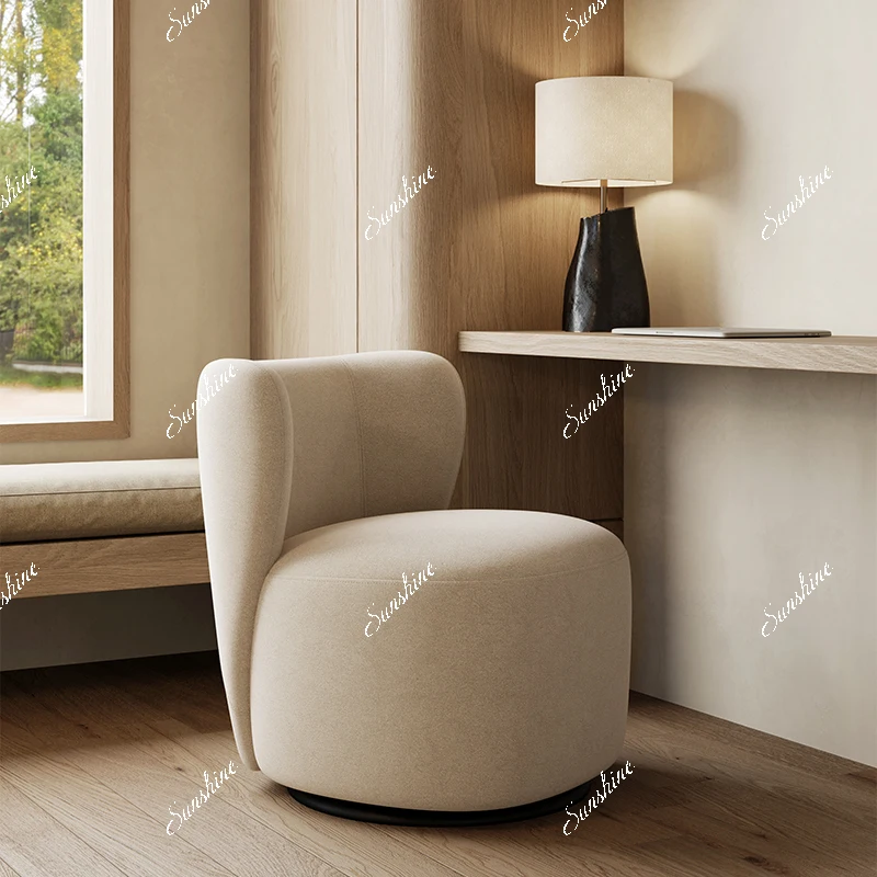 Single Balcony Sofa Leisure Chair Rotatable Fabric Bedroom Dressing Stool