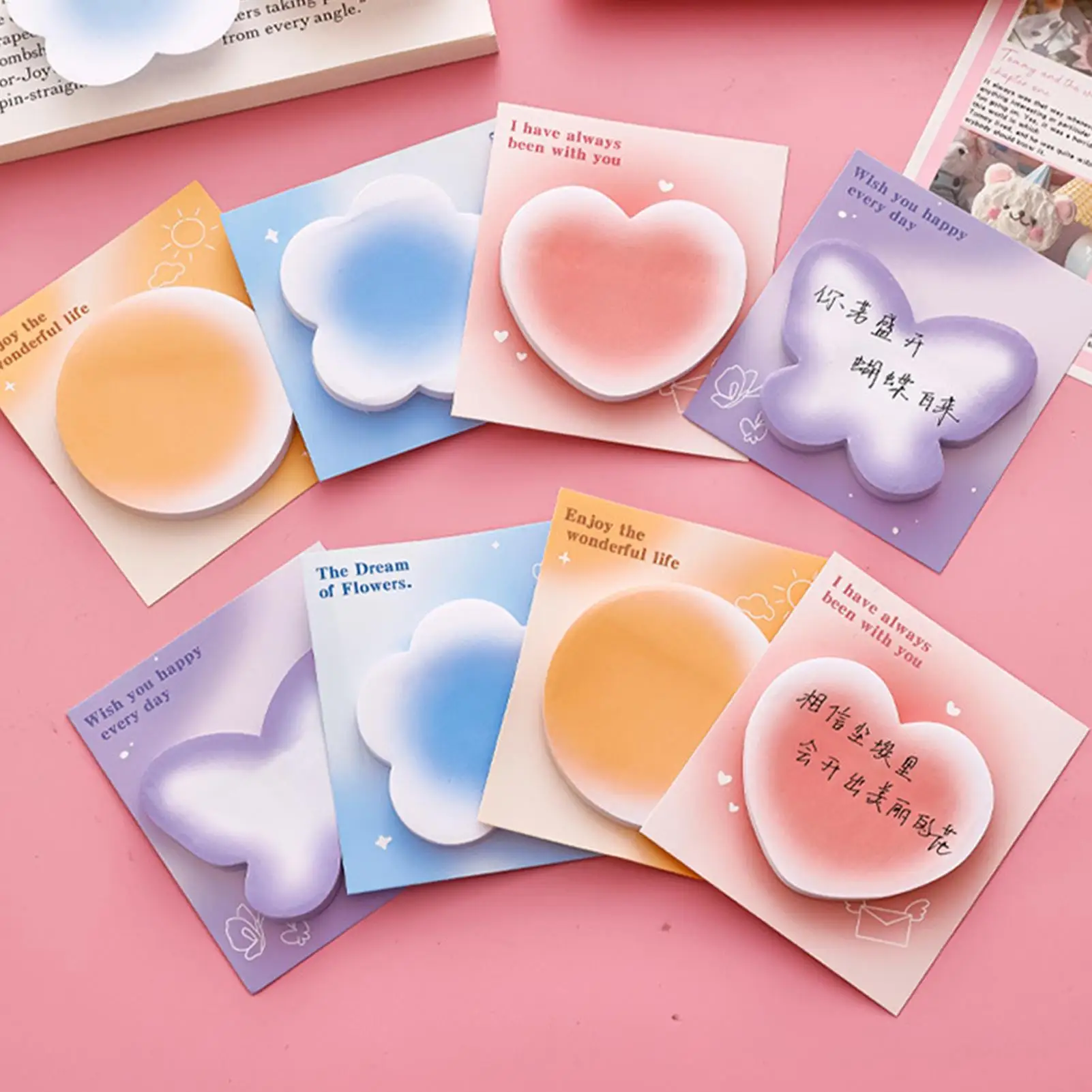 

Gift Special Shaped Sticky Notes Blushs Gradient Color Student Message Office Can Be Pasted Wholesale Memo Pad Kawai Stationery