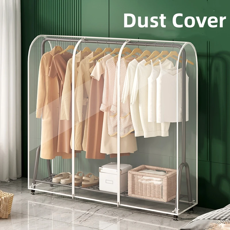 Floor Clothes Hanger Dust Cover Bedroom Drying Rack Dust Cover Cloth Translucent Coat Suit Storage Bag Dormitory Supplies