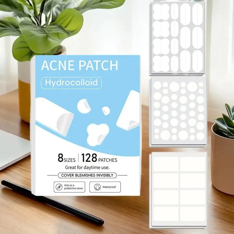 128 pièces Patchs anti-acné hydrocolloïdes à grande capacité, patchs anti-acné transparents à l'acide salicylique, patchs anti-acné invisibles, autocollants de soin de la peau