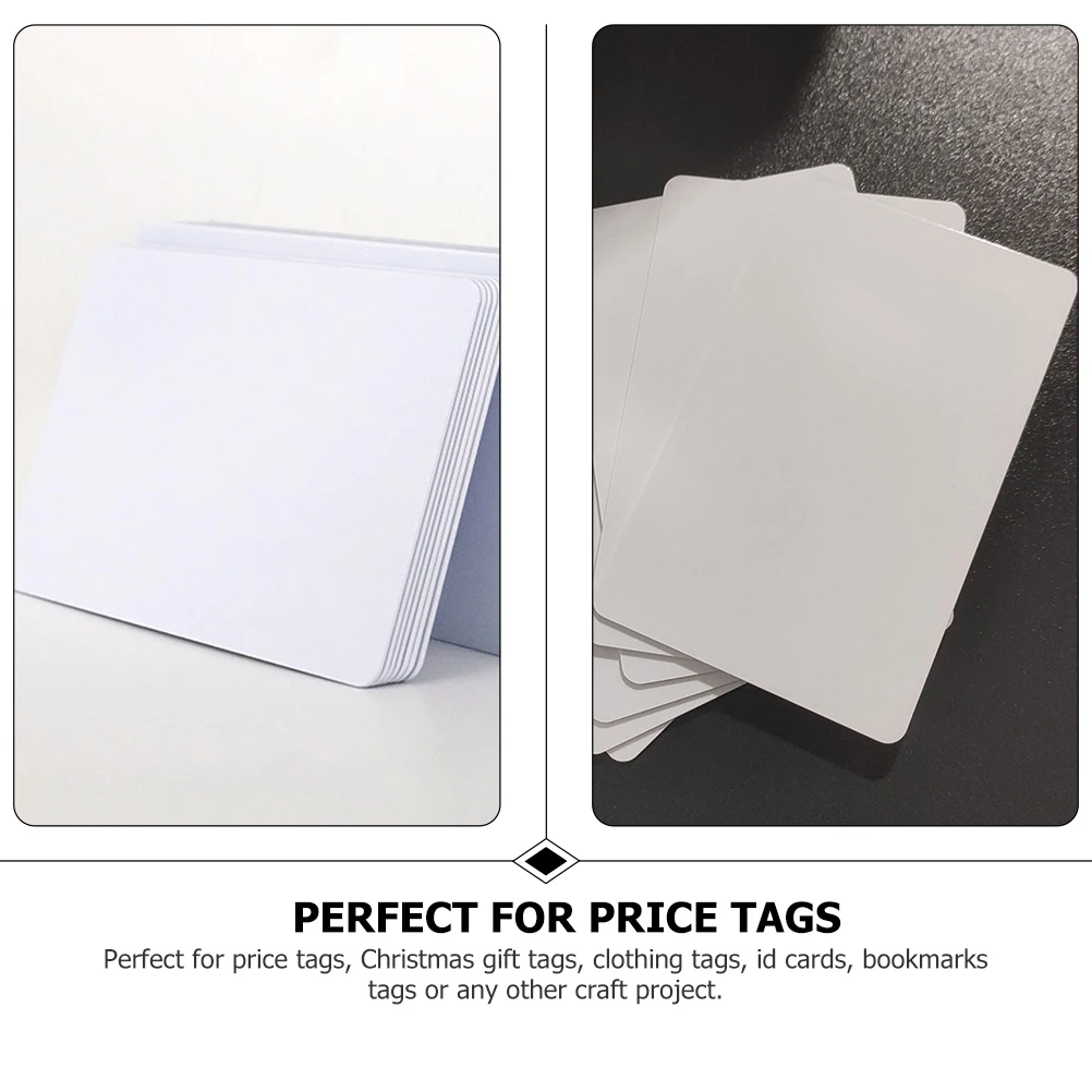 

50pcs PVC White Cards Blank Dual side Tags for DIY Craft Perfect Id Card Clothing Labels Home Decor Plastic Pendant