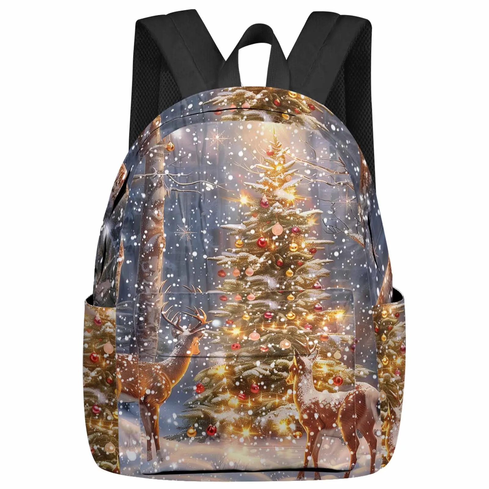 Deer Snow Christmas Tree Backpack School Bags for Teenagers Students Laptop Bag Women's Casual Travel Backpack