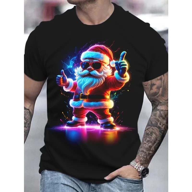 Men's Vitality Santa Claus T-Shirt Christmas Party Clothes 3d Printed T-Shirts Casual Short Sleeve Tops Polyester Oversized Tees