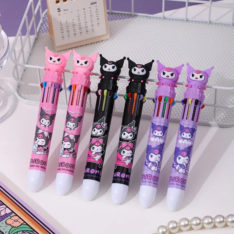 Cartoon Kuromi 10 Colors Ballpoint Pen Student Creativity Write Quick Drying Kawaii Draw Shoe Child Study Supplies Stationery