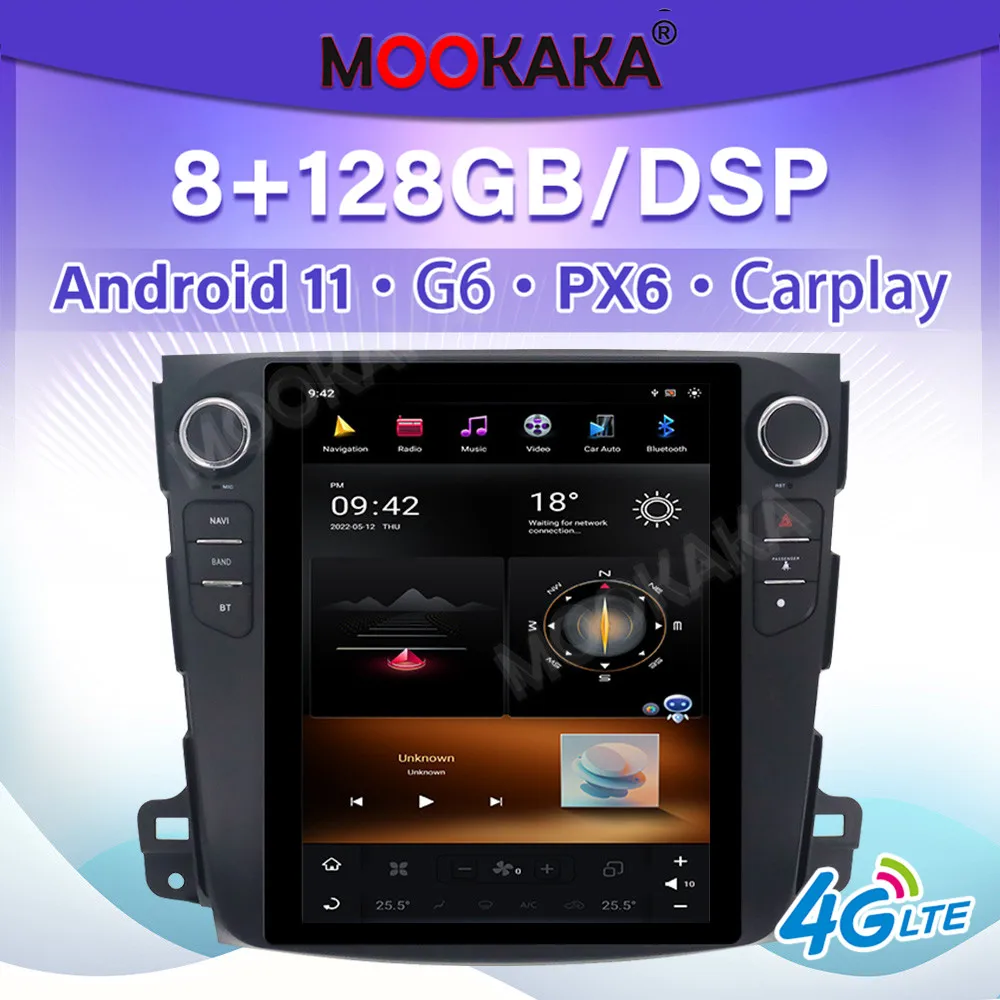 128GB Android 11 For Mitsubishi Outlander 2006-2012 Carplay PX6 GPS Navigation Auto Stereo Car Radio Multimedia Player Head Unit