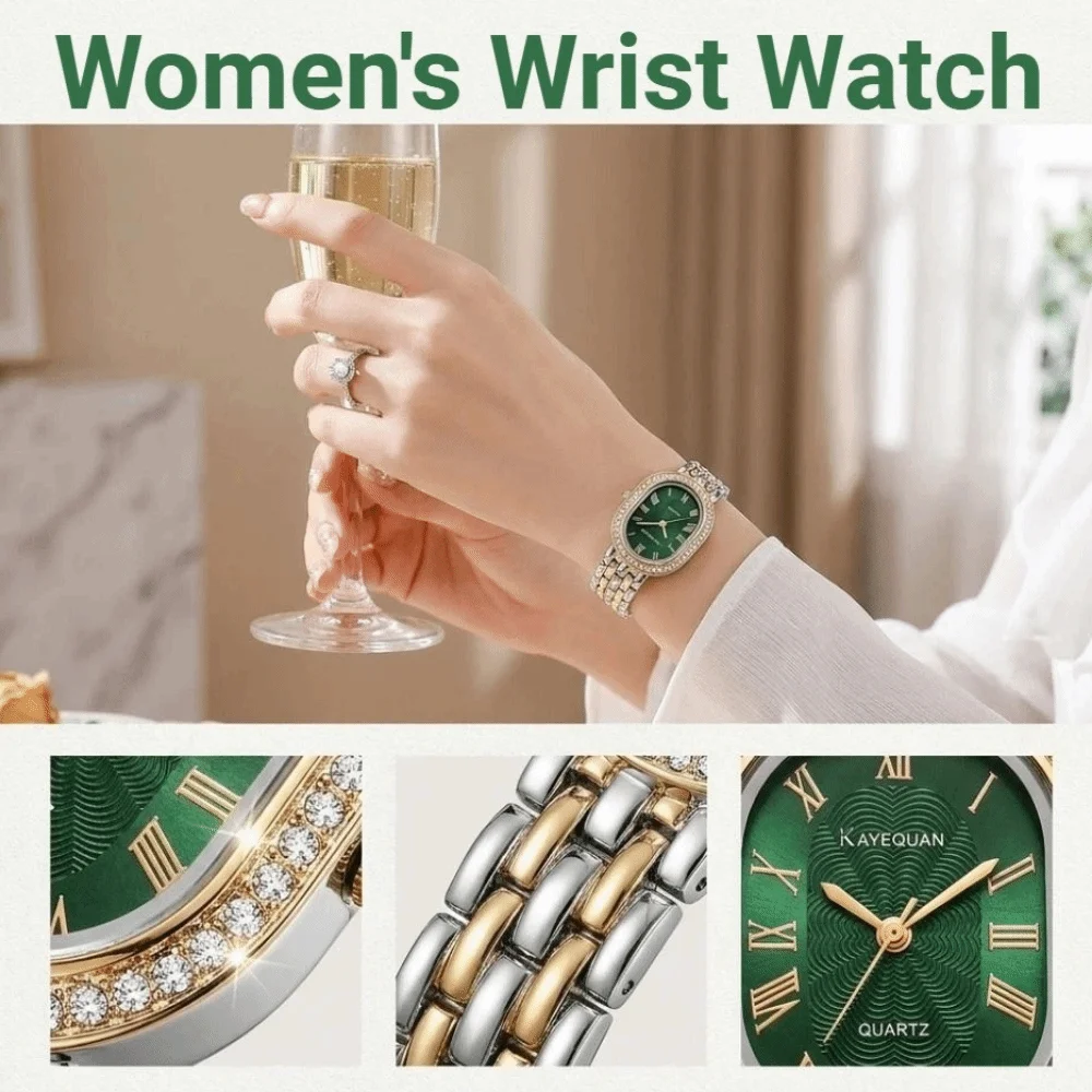 Oval Dial Women's Quartz Watch Minimalist Rhinestone Encrusted Vintage Female Clock Elegant Adjustable Fashion Jewelry Watch