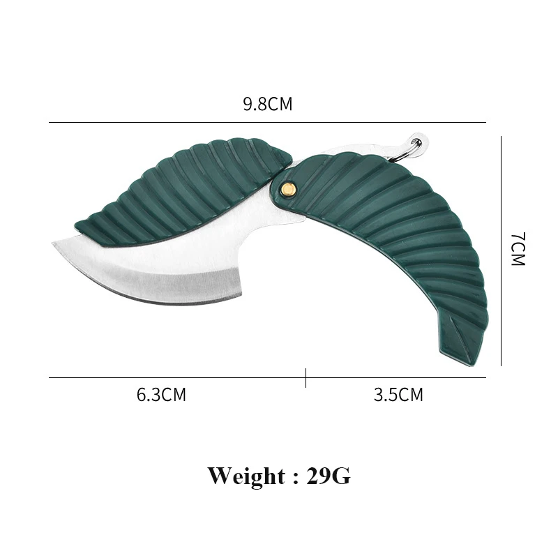 Mini składany nóż kieszonkowy w kształcie liścia wielofunkcyjny składany zielony brelok nóż na zewnątrz obóz nóż turystyczny przedmioty kuchenne