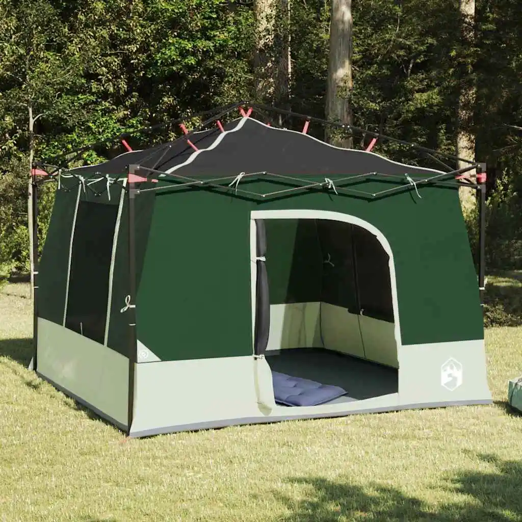 Innenzelt mit Dach und Stauraum, grün, 290x288x234 cm, Taft-Familien-Outdoor-Campingzelt, UV-Schutz-Vordach