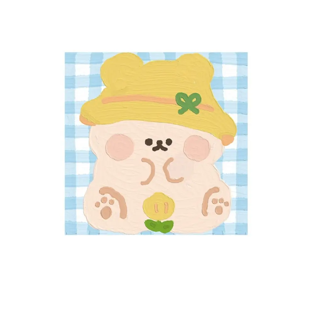 80 Sheets/Pack Square Animals Oil Painting Sticky Notes Cute Animals Ins N Times Sticky Notes Bear Rabbit Cartoon Memo Pad