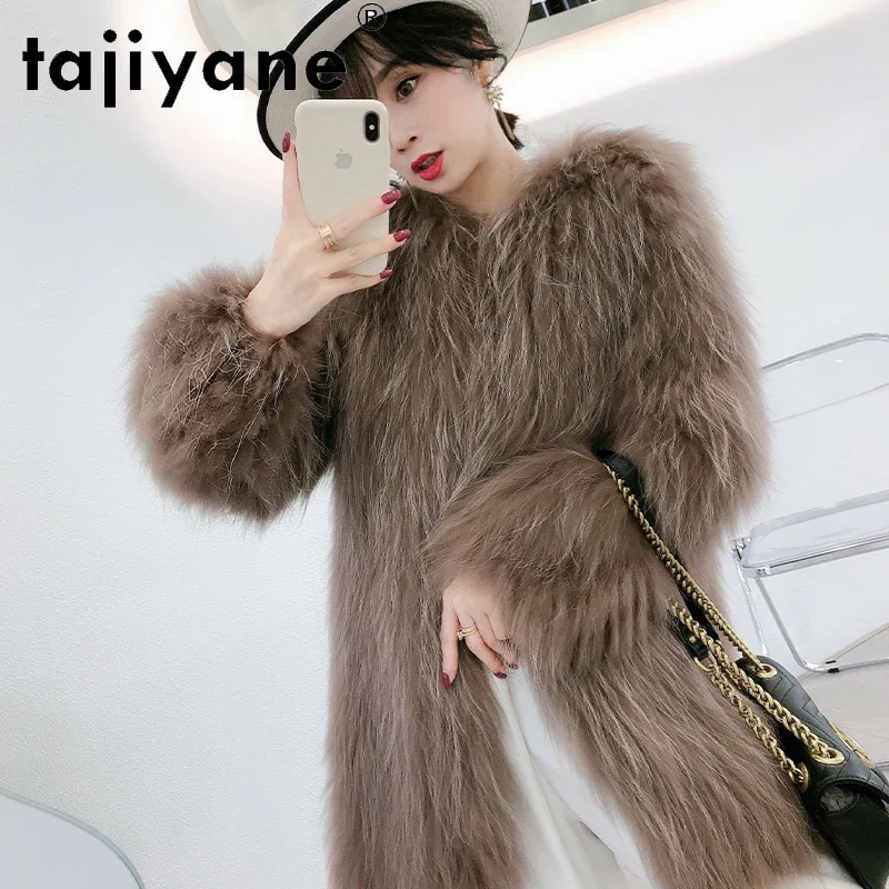 Tajiyane Moda 2021 Autunno Genuino Pelliccia di Procione Giubbotti per Le Donne Elegante Caldo Cappotto delle Donne Coreano Abbigliamento Veste Femme Gmm770