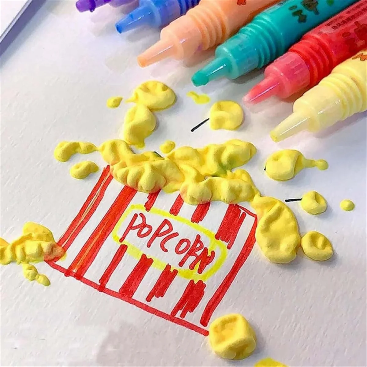 أقلام منتفخة للأطفال ، أقلام فشار سحرية ، أقلام رسم فشار فقاعات ، ألوان ذاتية الصنع ، 12 روض