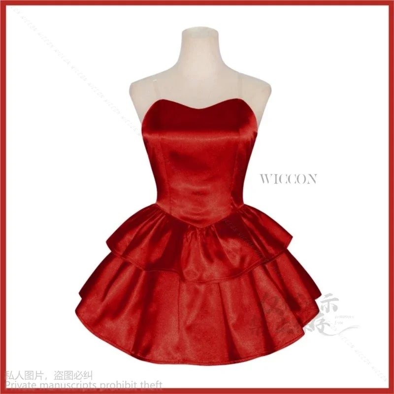 Anime Horror Film Perfetto Blu Kirigoe Mima Costume Cosplay Parrucca Rosso Senza Spalline Tubo Vestito Donna Sexy Carnevale Natale Loli *.1