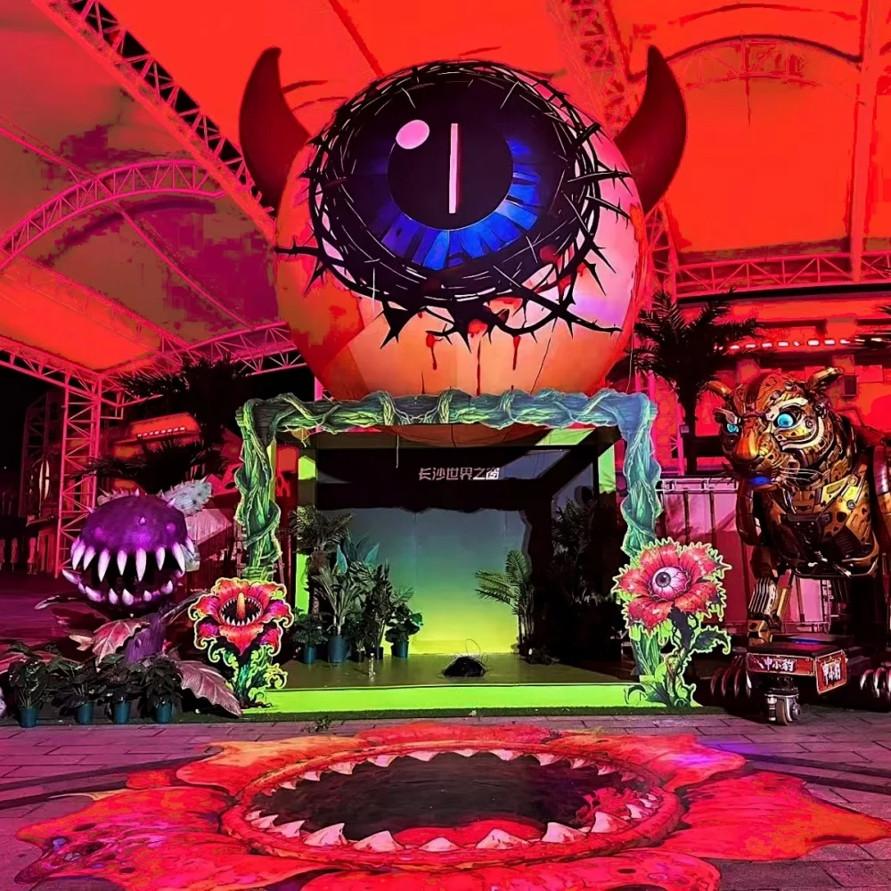 Custom Halloween Hanging Inflatable Eyeball Balloon Custom Horror Monster Eye LED Sphere Waterproof Inflatable Horror Decoration