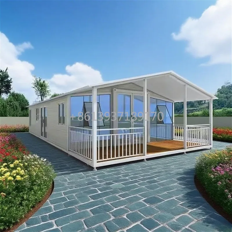 20Ft Prefabricated Luxury Villa, Small Expandable Container House with 2 3 4 Bedrooms Full Kitchen & Bathroom