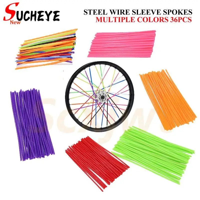 New Motorcycle 36Pcs Wheel Rim Spoke Wrap Kit Skin Cover For Motocross Dirt Pit Bike Enduro