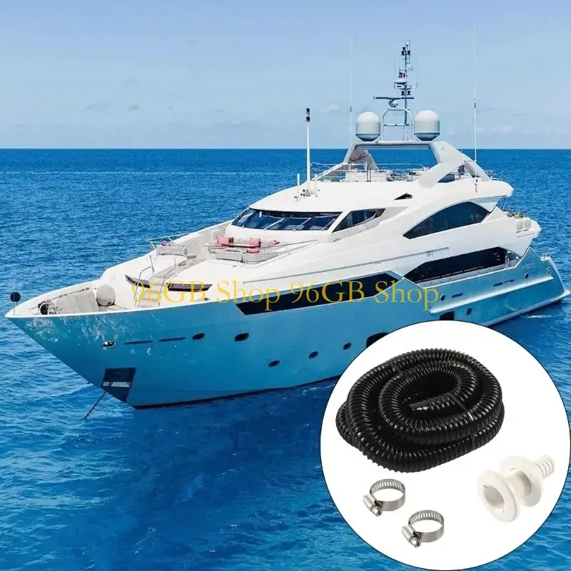 

96GB Professional 3/4 Inch Bilge Pump Mounting Set With ABS Plastic Drain Port 2 Clamps And Flexible Tubing For Vessels