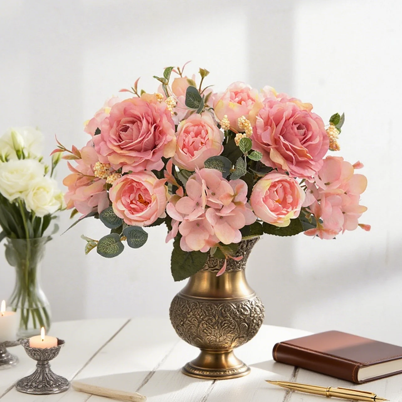 1/3 stücke Künstliche Blumen Blumensträuße Hause Zimmer Tisch Dekoration Zubehör Diy Hochzeit Liefert Foto Requisiten Zimmerpflanze Geschenk Billig