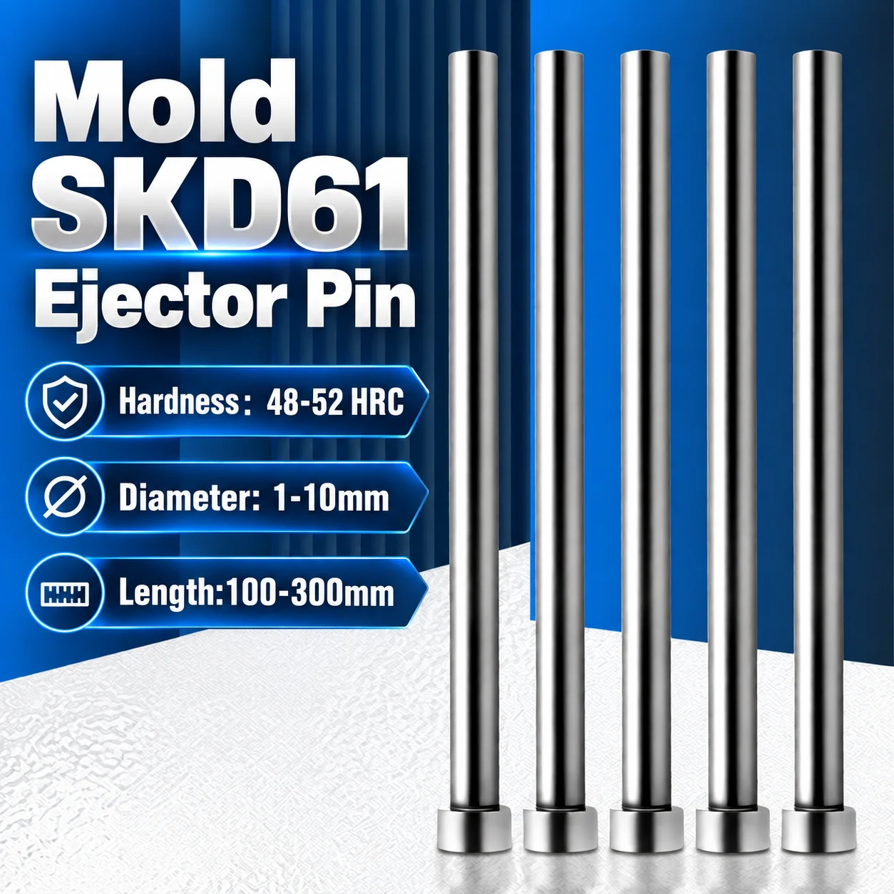 2PCS 10PCS SKD61 Straight Ejector Pin D1-D10mm mold ejector pins push rod L100-L300mm for Injection Mold Standard Parts