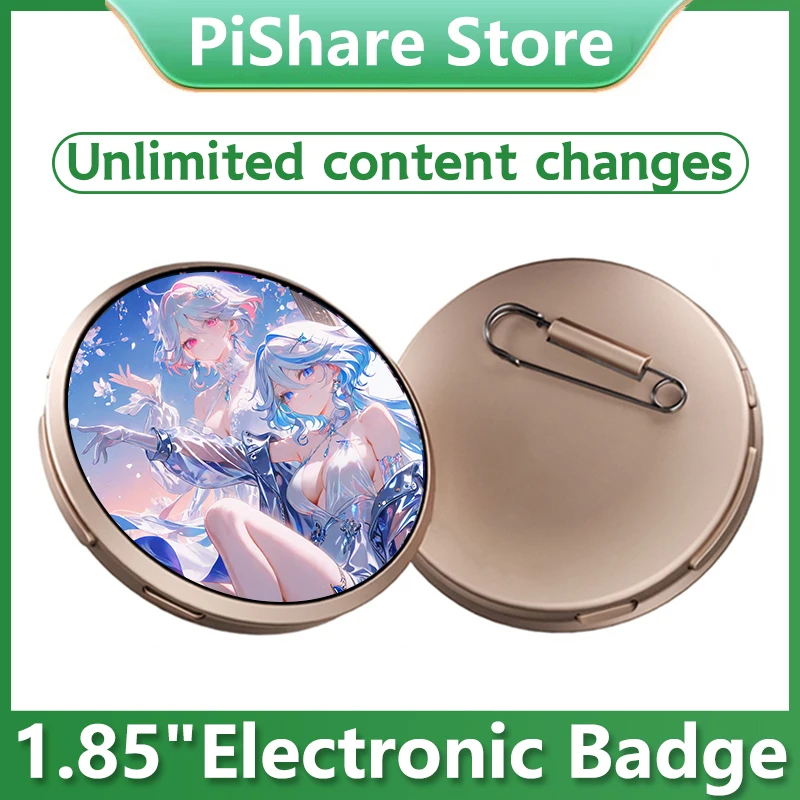 

1.85-inch Round LCD Electronic Badge 1.85inch TouchScreen Display Speaker Concert Anime Convention Brooches
