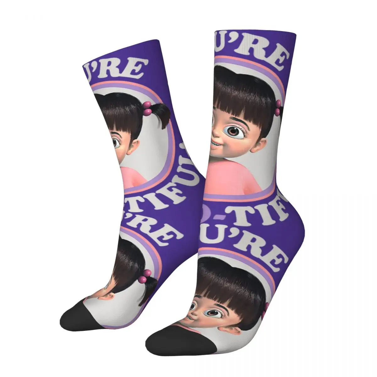 Winter Warm Fashion Women Men Monsters Inc. Boo You\'re So Boo-tiful Socks Sweat Absorbing Basketball Socks