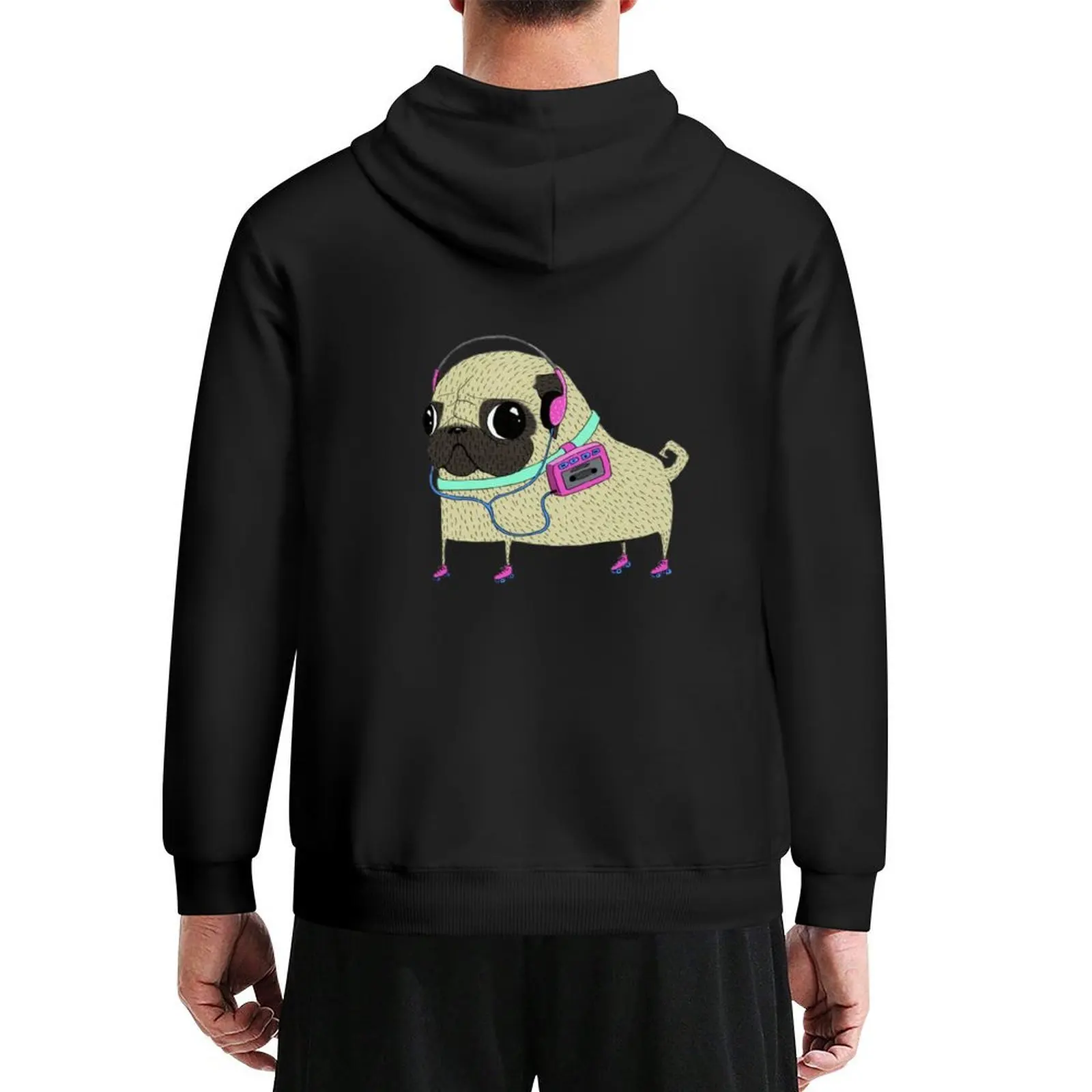 

80s Roller skate pug Hoodie anime clothing autumn clothes fashion men men's autumn clothes hoodie