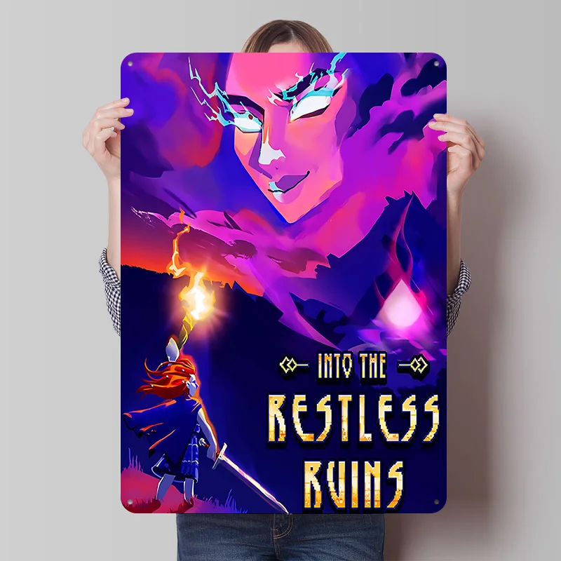 Into the Restless Ruins Game Art Poster Customized Vintage Metal Signs Wall Art Retro Tin Plaque for Mancave Garage Decoration