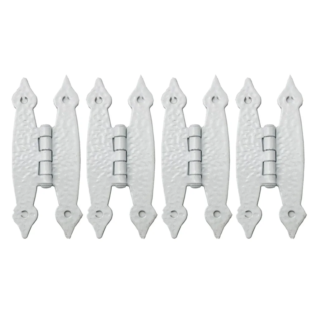 4 Pieces H Shaped Cabinet Hinges Cast Iron With Black Finish For Furniture Restoration And Cabinet Door Installation