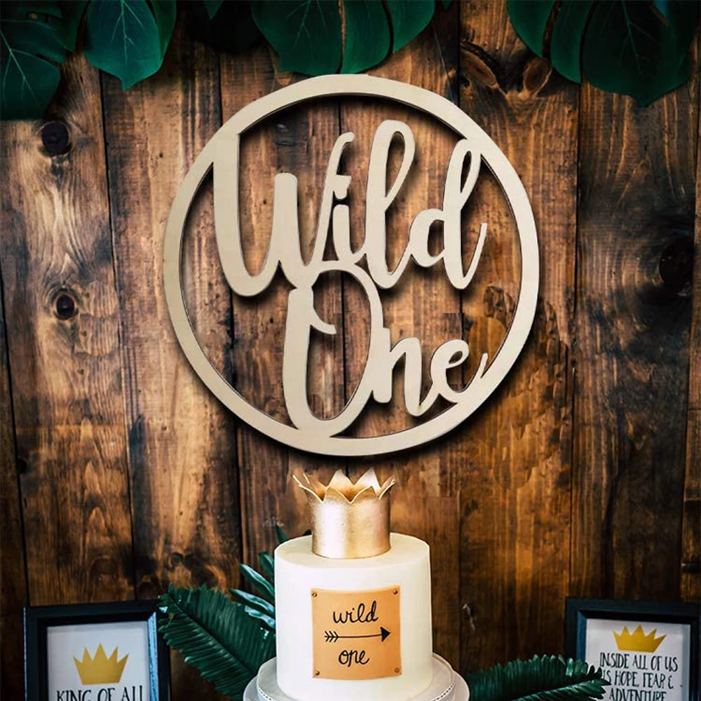 Wild One Home Decor wyświetlacz ścienny foto budka rekwizyty duże dzikie drewniane znaki na 1 urodziny znaki chłopiec lub dziewczyna wycinanka drewniana