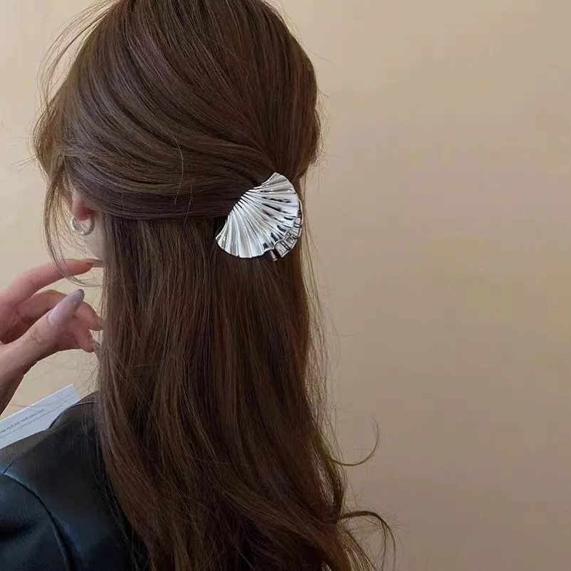 4 أنماط المحيط قذيفة معدنية كليب الذهب والفضة اللون المحيط الرياح مشبك شعر المتخصصة الراقية تصميم الشعور ملفوف الشعر القرش كليب #6