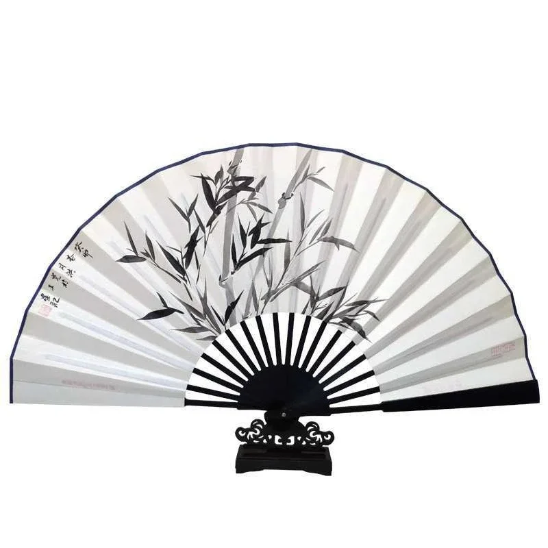 

Hangzhou fan imitation ebony hand-painted rice paper calligraphy and painting fan