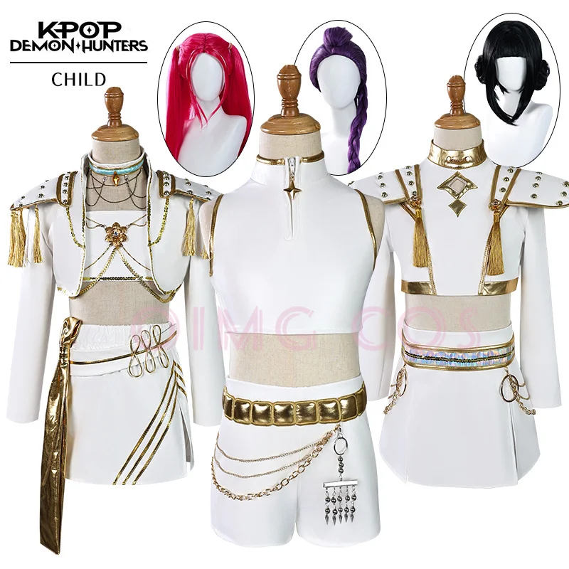 

Kids Child K-POP Demon Hunters Rumi Cosplay Costume Mira Zoe Carnival Uniform Halloween Party Masquerade Costumes Women Game