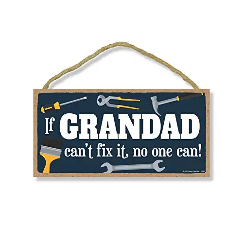 Honey Dew Gifts Family Sign, If Grandad Can’t Fix It No One Can, Hanging Wall Decor, Decorative Wood Sign, Grandpa Gifts, 