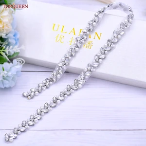 Topqueen cintos e faixas artesanais de casamento, cintos com contas para vestidos de pérola e strass prata dourado sfio para casamento 8 principais vendas cinto com miçangas - №8