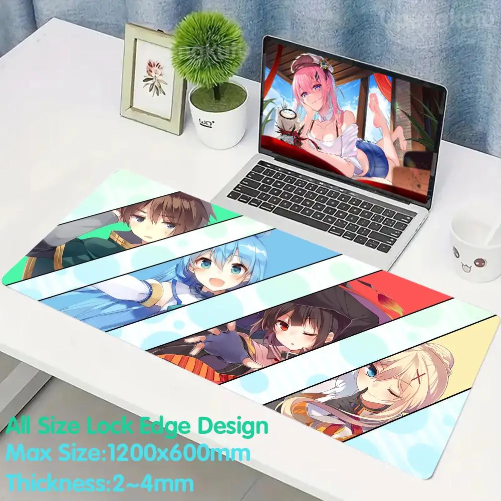 

K_konosuba Mouse Pad Rubber Game Smooth FPS Special Rubber Mouse Pad Mouse Pad 4mm Computer Desk Mat Super Big Large Desk Cover