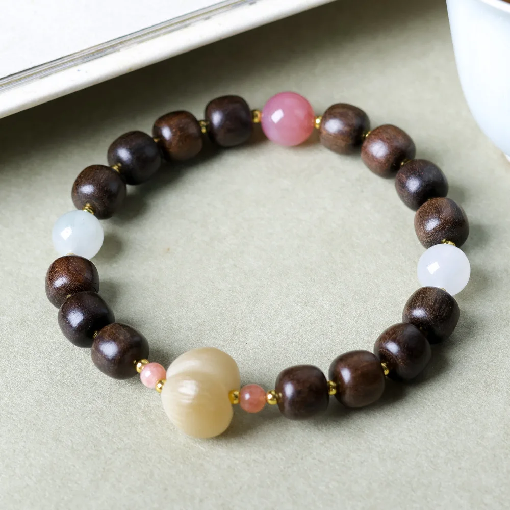 

Handmade medicine agarwood antique barrel bead bracelet original cultural play bodhi root fart peach Chinese women's bracelet