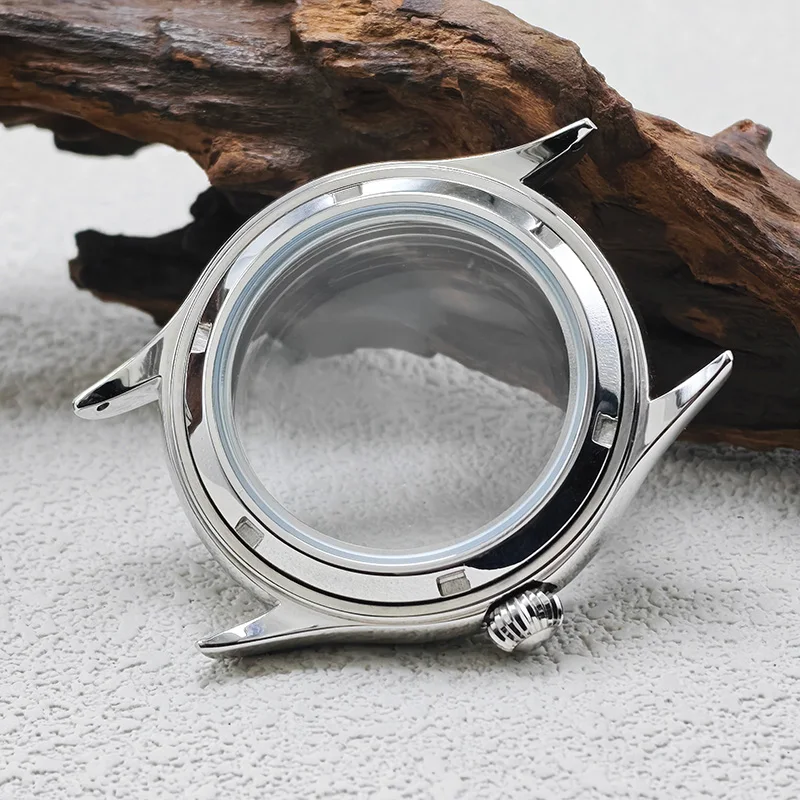 38MM NH35 Watch Case Silver Shiny Stainless Steel With Dome Watch Crystal Fits NH34 NH35 NH36 NH38 Movements Watch Mod Case image 6