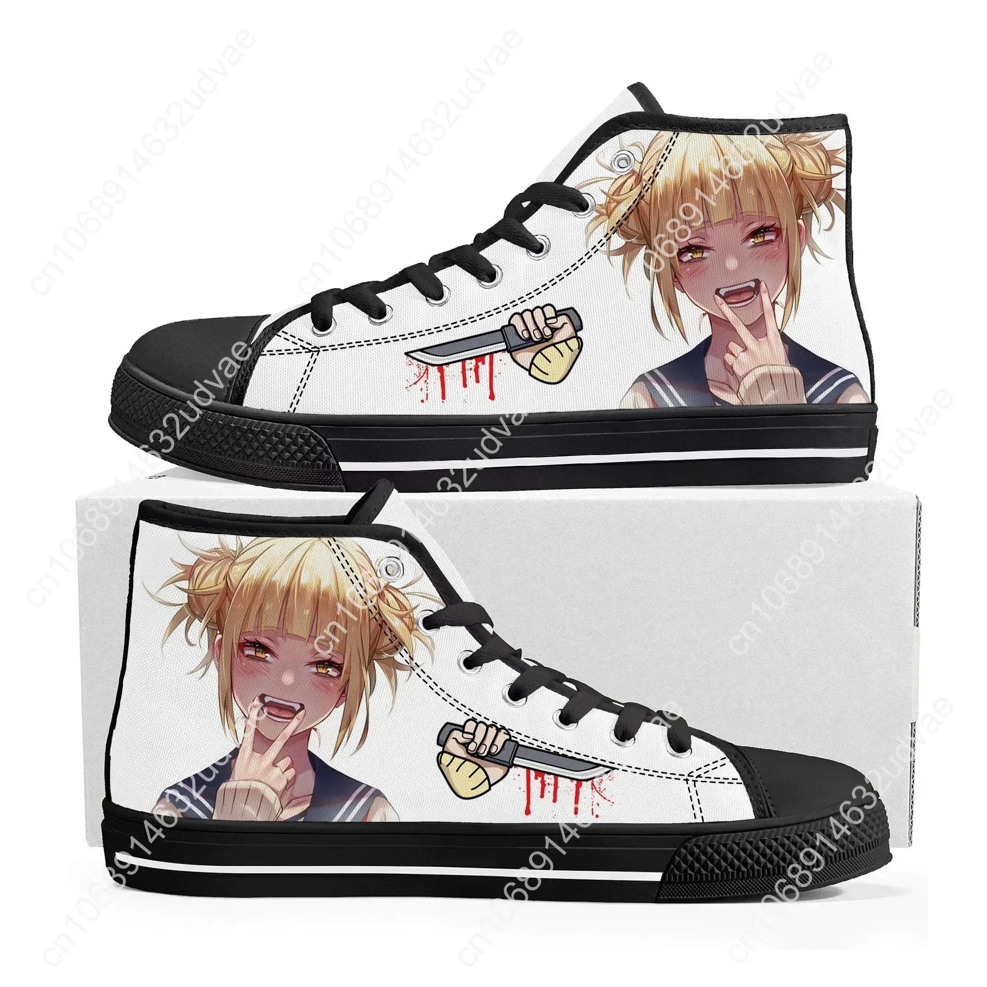 Anime Himiko Toga My Hero Academia High Top Sneakers Mens Womens Teenager High Quality Canvas Sneaker Couple Shoes Custom Shoe 2